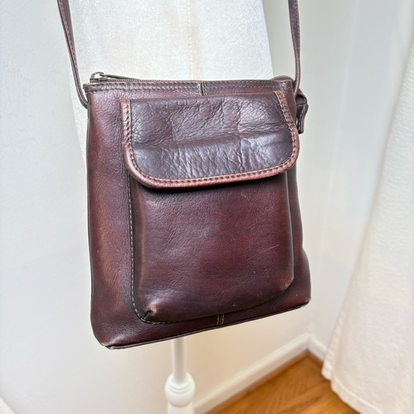 LE DONNE Vintage Genuine Leather Crossbody Bag Purse Minimalist Neutral Boho - Picture 12 of 14